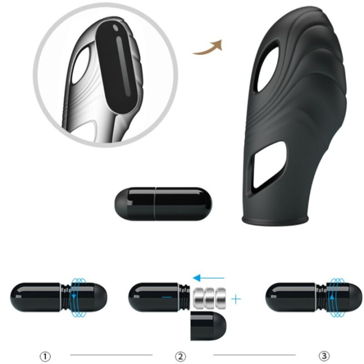 Pretty Love - Lich Silicone Finger Vibrator Black