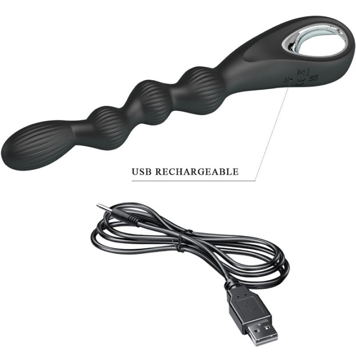 Pretty Love - Federer Anal Vibrator 12 Vibrations Black