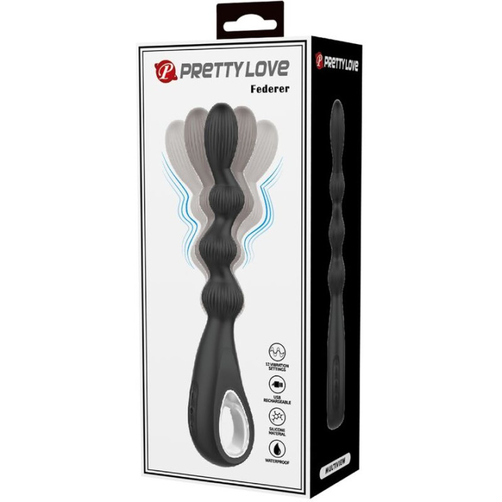 Pretty Love - Federer Vibratore Anale 12 Vibrazioni Nero