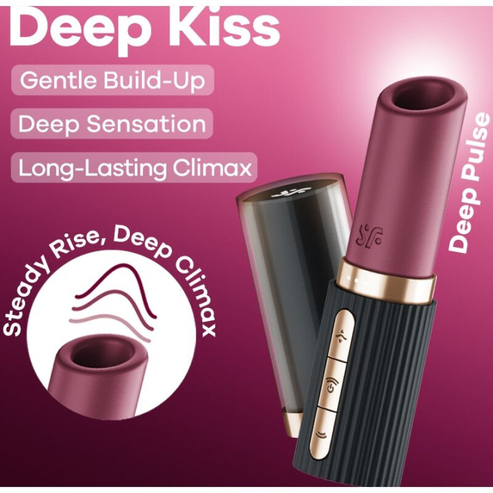 Satisfyer - Deep Kiss Wave Stimolatore Clitorideo Granato / Nero