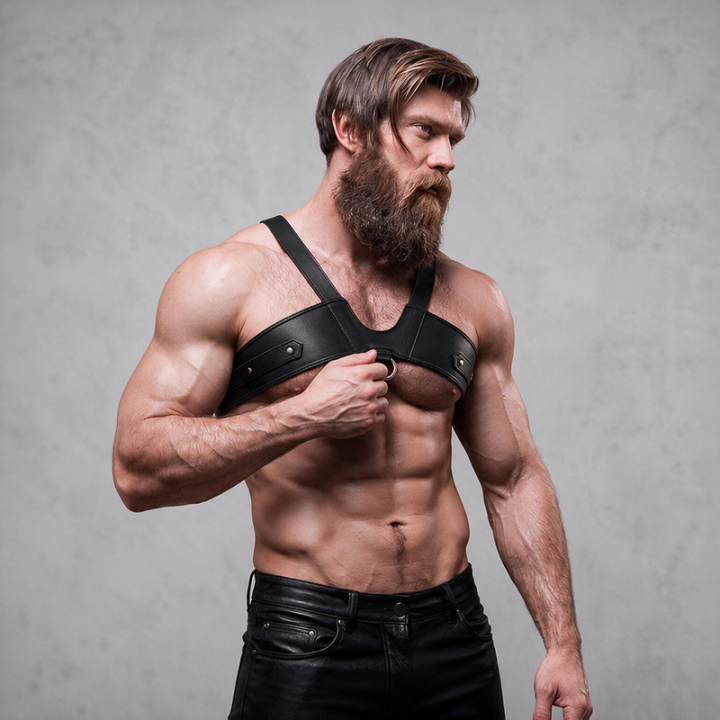 Fetish Submissive Attitude - Brustgurt Aus Ökoleder Für Herren Brigade