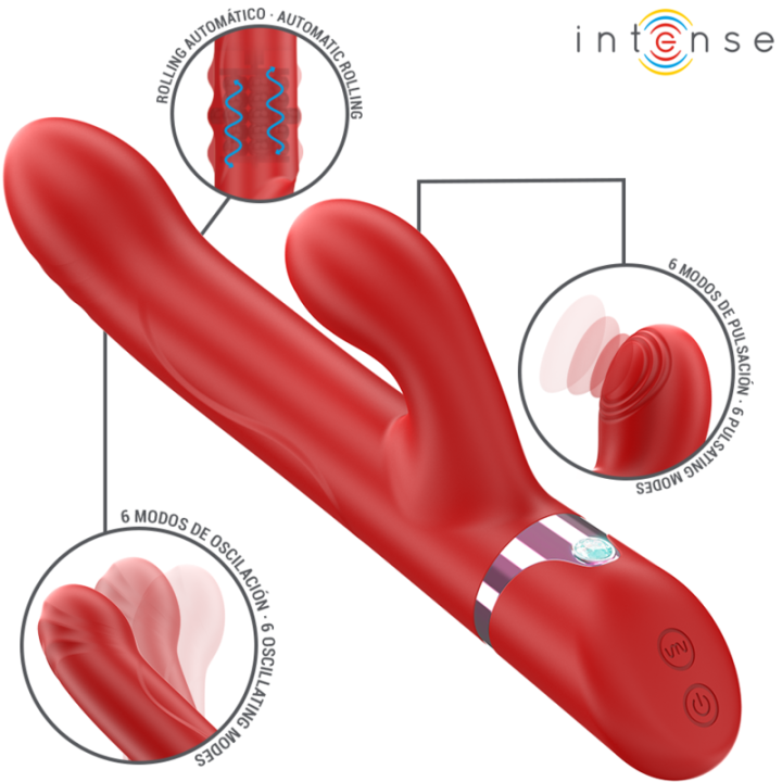 Intense - Lele Vibrateur Multifonction Rotatif & Oscillant & Stimulant Rouge