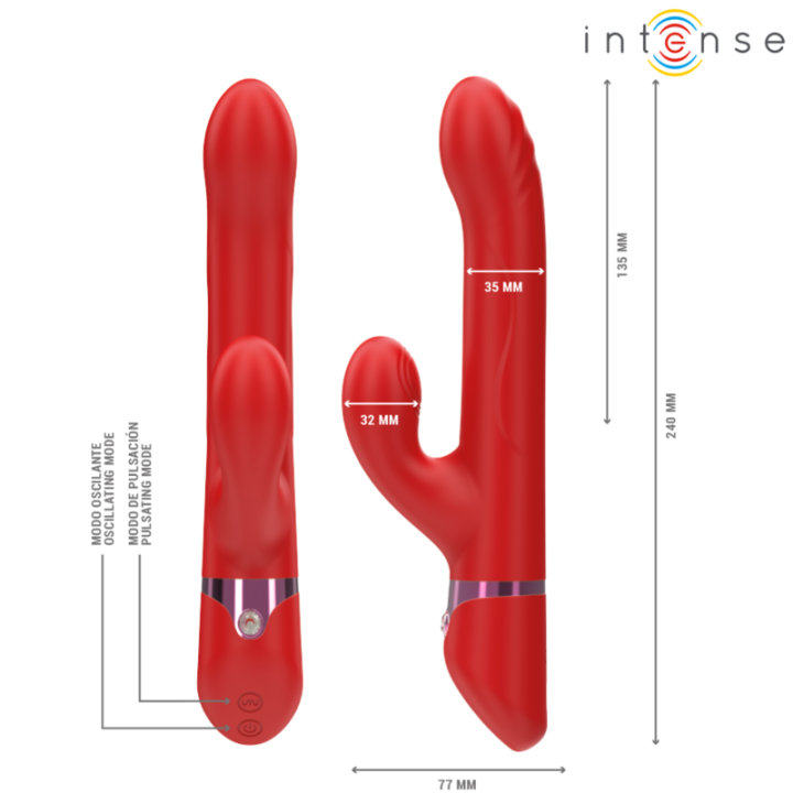Intense - Lele Vibrateur Multifonction Rotatif & Oscillant & Stimulant Rouge