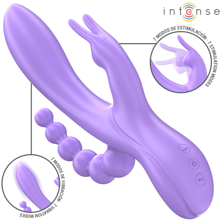 Intense - Miko Triple Vibrateur Lapin & Stimulateur & Anal 7 Vibrations Violet