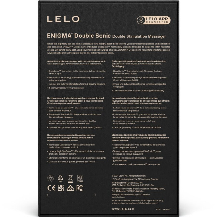Lelo - Enigma Double Vibrateur Sonic Point g Noir