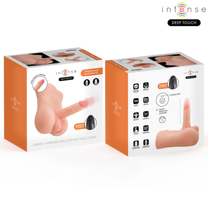 Intense Deep Touch - Damien Torso Con Dildo Realistico Con Telecomando a Spinta e Vibrazione 3,5 kg