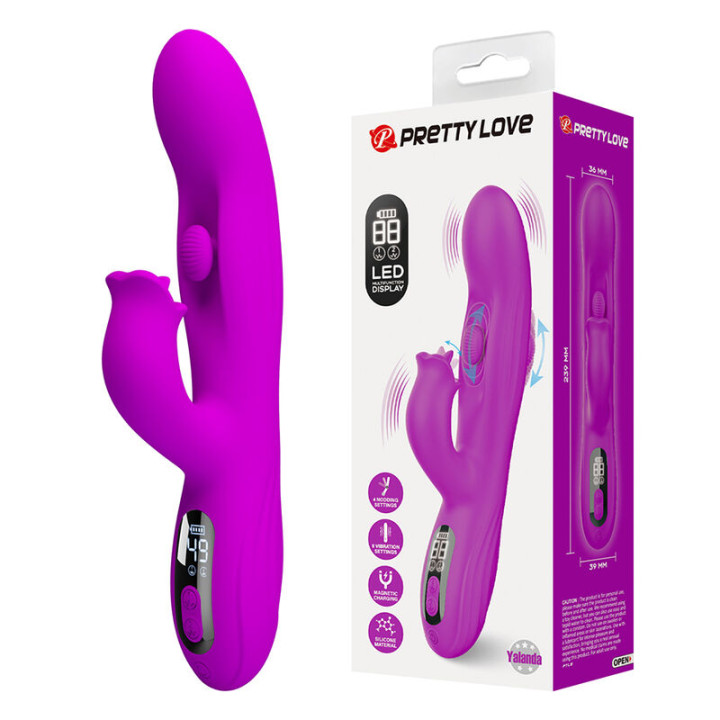 Pretty Love - Vibratore Oscillante Yalanda Rabbit Con Display Led Viola