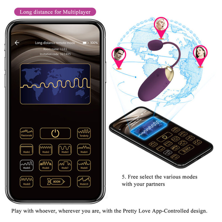 Pretty Love - Klay Stoss-ei-Vibrator, App-Steuerung, Lila