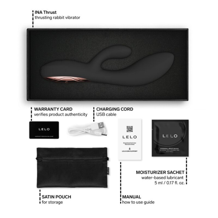 Lelo - Ina Thrust Rabbit Vibrateur à Poussée Noir