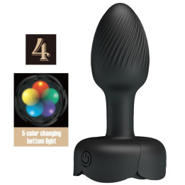 Pretty Love - Olman Anal Plug z Światłem Led Czarny 8,8 cm