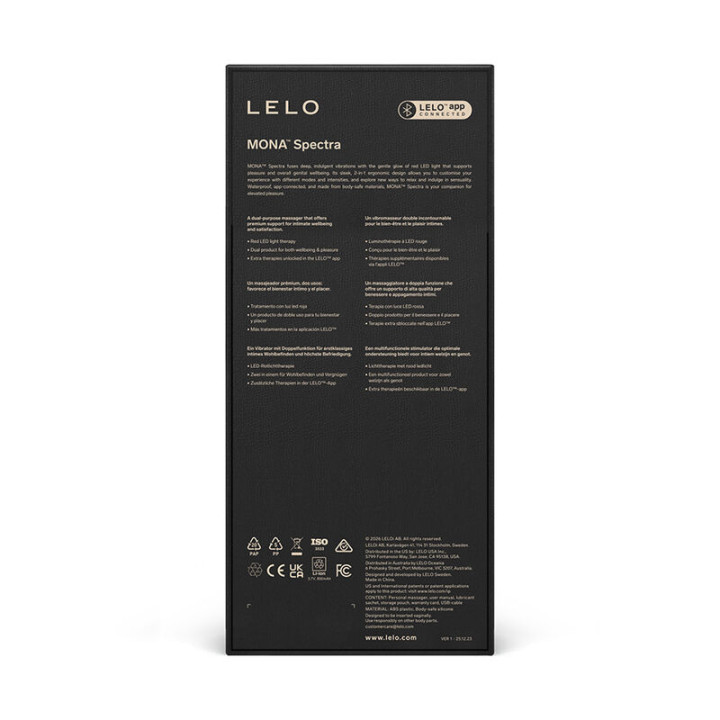 Lelo - Mona Spectra Massaggiatore Intimo a Luce Rossa Ricaricabile e Controllabile Tramite App