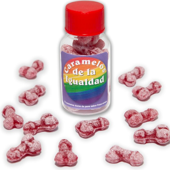 Diablo Picante - 12 Doces de Igualdade em Formato de Pênis de Morango/Cereja