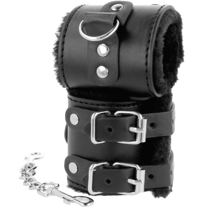 Darkness - Manette Nere Regolabili in Pelle Con Fodera