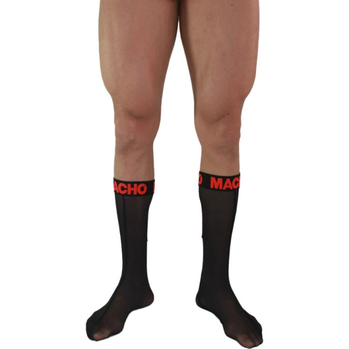 Macho - Chaussettes Fines Taille Unique Noir/Rouge