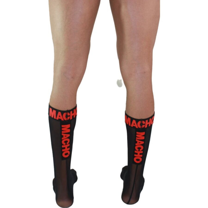 Macho - Calzini Sottili Taglia Unica Nero/Rosso