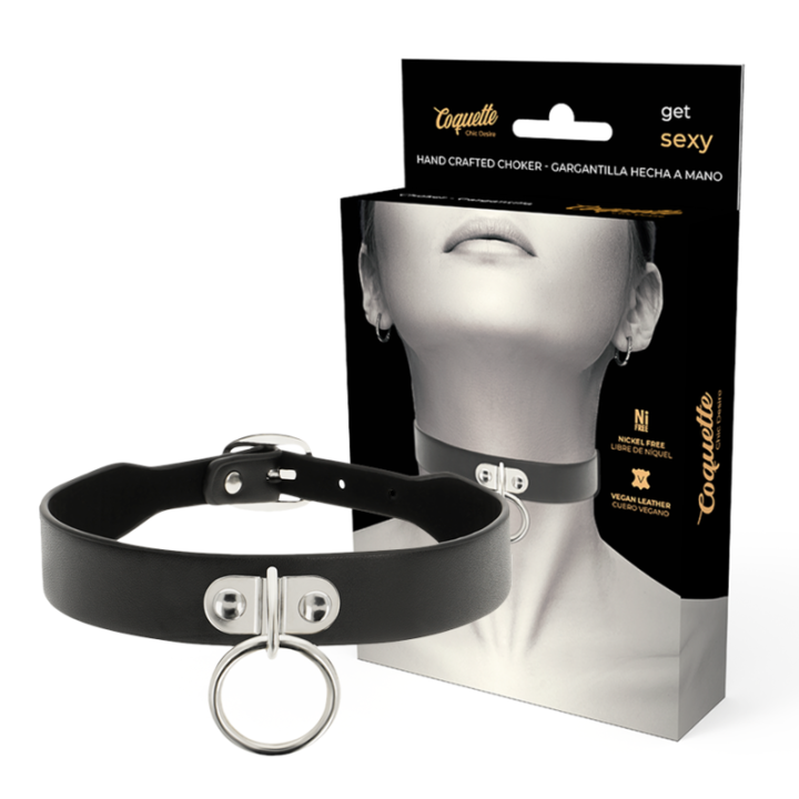 Coquette Chic Desire - Halskette Aus Veganem Leder Fetisch-Accessoire