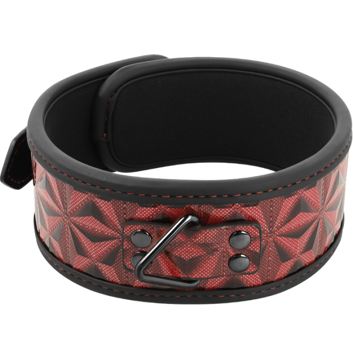 Begme - Collier en Cuir Végan Premium Édition Rouge Avec Doublure en Néoprène