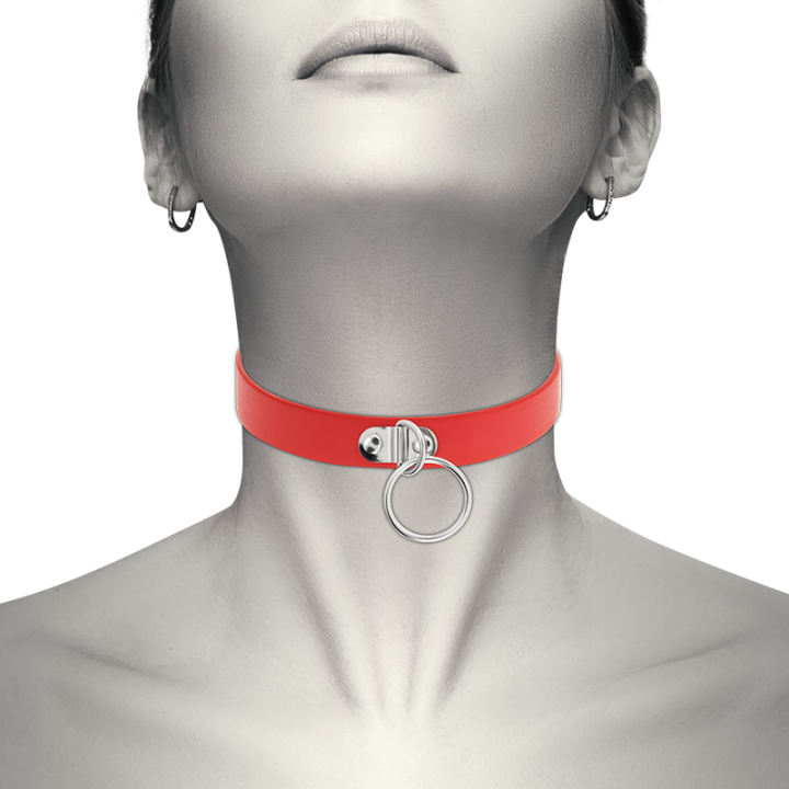 Coquette Chic Desire - Rote Halskette Aus Veganem Leder Fetisch-Accessoire Für Frauen