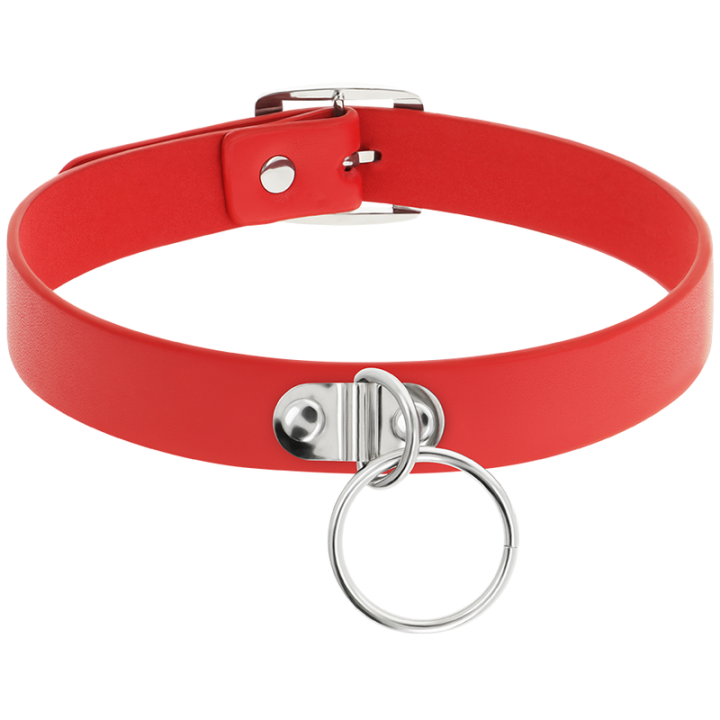 Coquette Chic Desire - Colar de Couro Vegano Vermelho Acessório Fetish Mulher