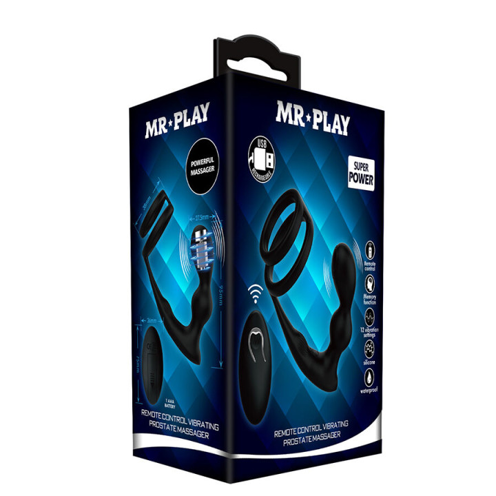 Mr Play - Plug Anal Vibratório Com Anel Peniano e Controle Remoto