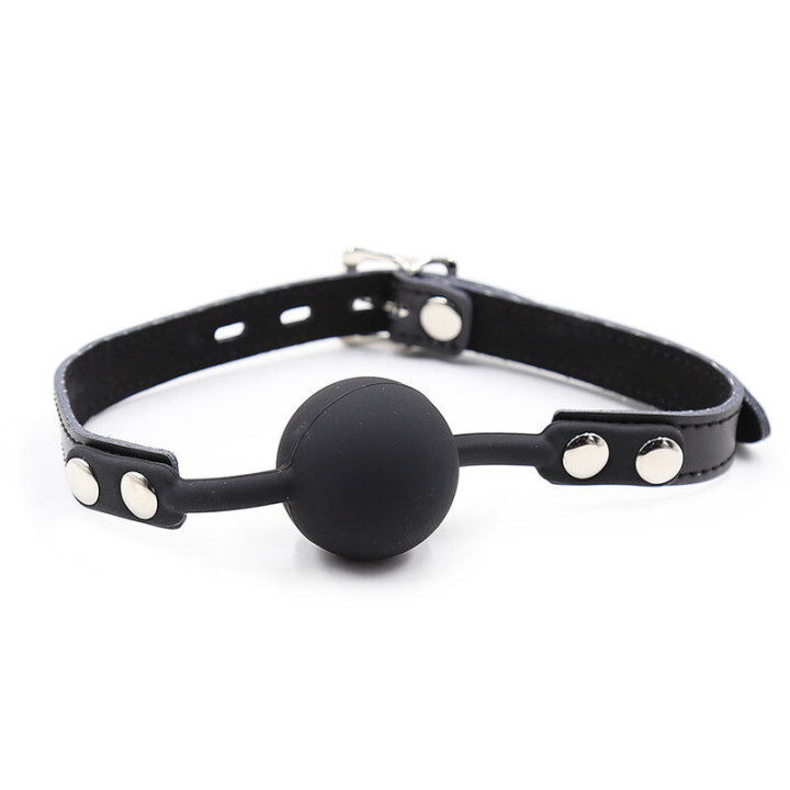 Ohmama Fetish - Gag de Bola de Silicone Com Cinto de Couro (Cadeado Incluído)
