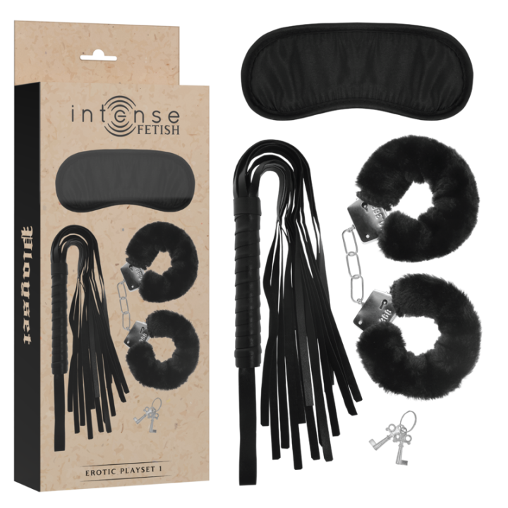 Intense - Fetish Playset Erótico 1 Com Algemas, Mscara Cega e Flogger