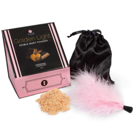Secretplay - Golden Light Kit Poudre Comestible et Plume Aphrodisiaque Chocolat
