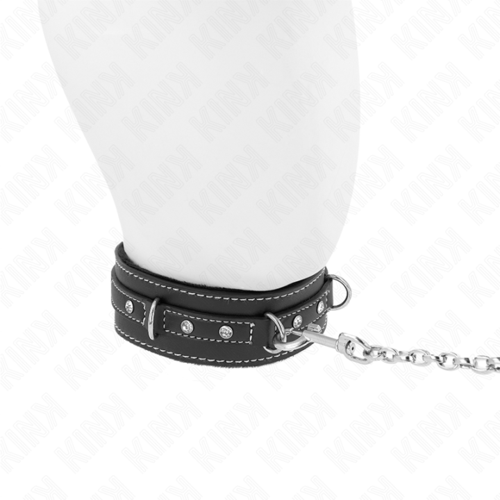 Kink - Collana in Pelle Pvc Con Cintura 105 cm Rivetto Strass 41.5 x 4 cm