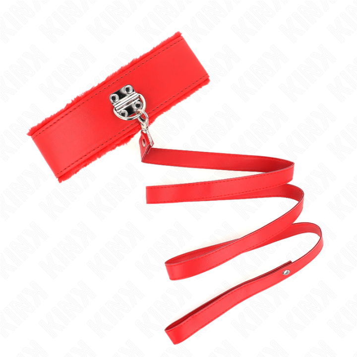 Kink - Colar Com Trela 116 cm Com Pregos Prata Modelo 4 Vermelho Ajustável 40-48 cm x 6 cm