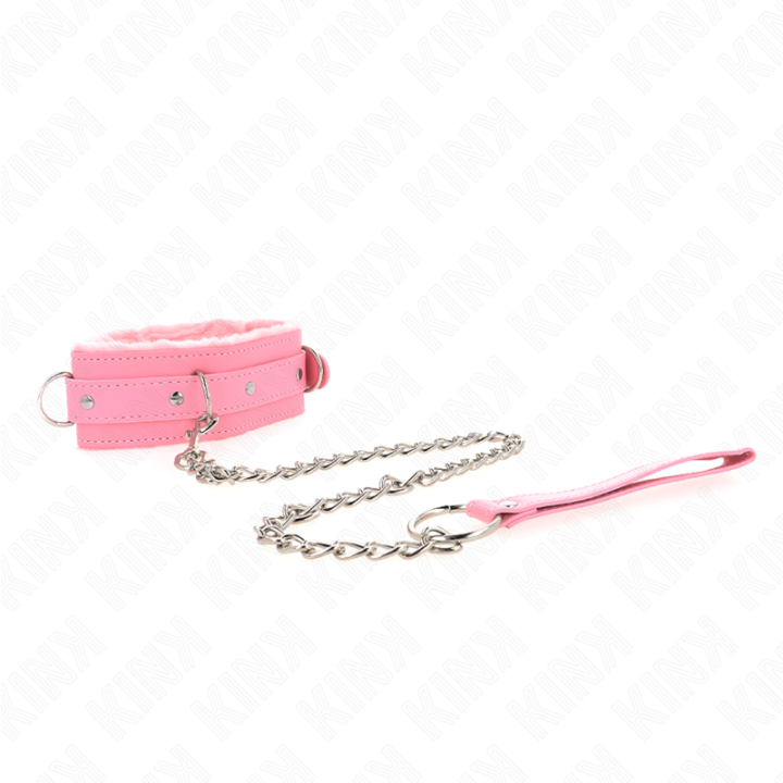 Kink - Colar Com Trela 65 cm Com Restrições Rosa 36-42 cm x 5,5 cm