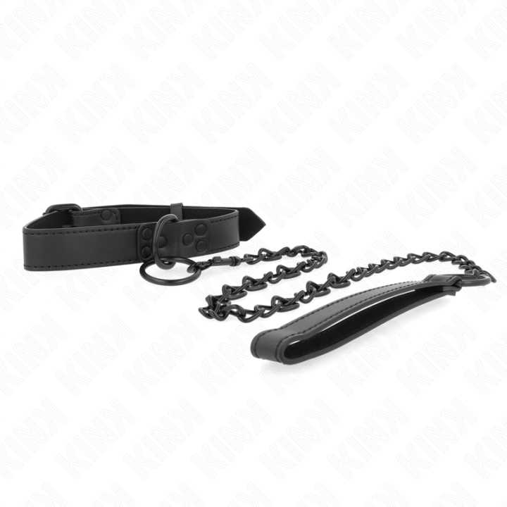 Kink - Collar With Dark Leash 65 cm Adjustable 37-54 cm x 3 cm