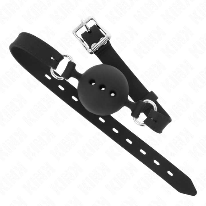 Kink - Full Silicone Gag 55 x 2 cm With 4.5 cm Ball Size m Black Adjustable 35-51 cm