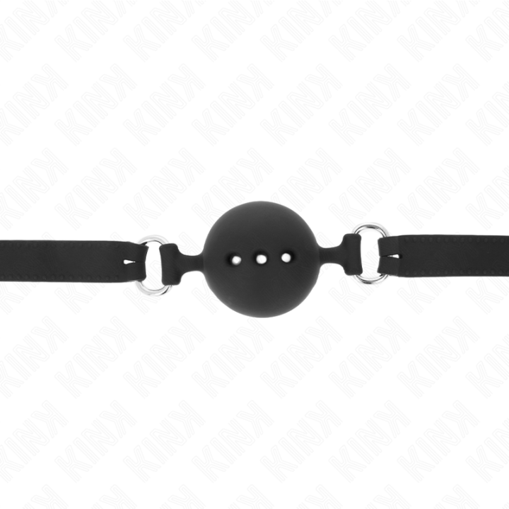 Kink - Bavaglio in Silicone Intero 55 x 2 cm Con Sfera da 4,5 cm Misura m Nero Regolabile 35-51 cm