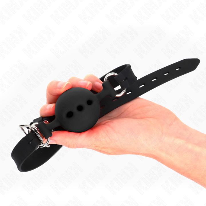 Kink - Bâton Entierement Silicone 55 x 2 cm Avec Boule de 5 cm Taille l Noir Ajustable 35-51 cm