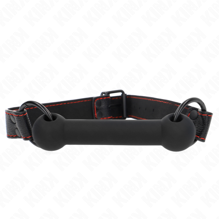 Kink - Bone Gag Con Cinturino in Similpelle Nero Regolabile 41-57 cm