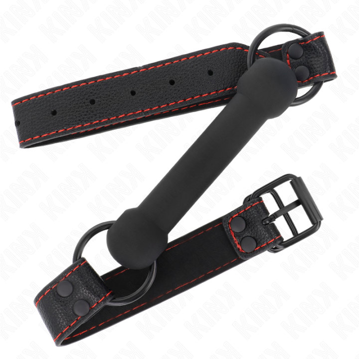 Kink - Bone Gag With Leatherette Strap Black Adjustable 41-57 cm