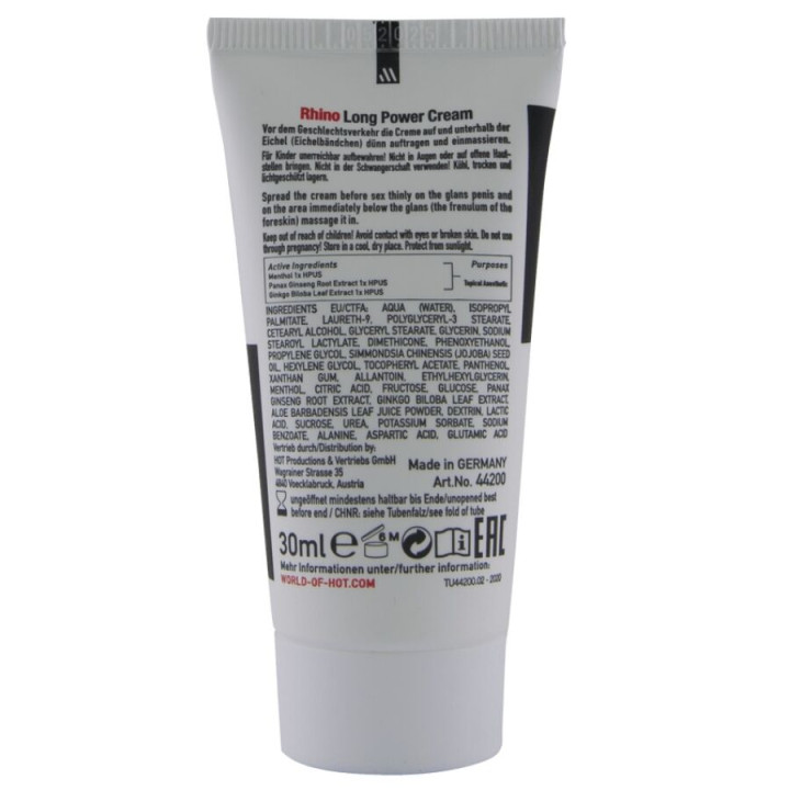 Hot - Rhino Long Power Crema 30 ml