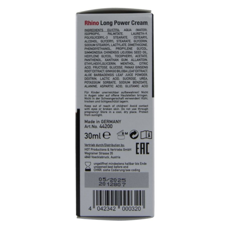 Hot - Rhino Long Power Crema 30 ml