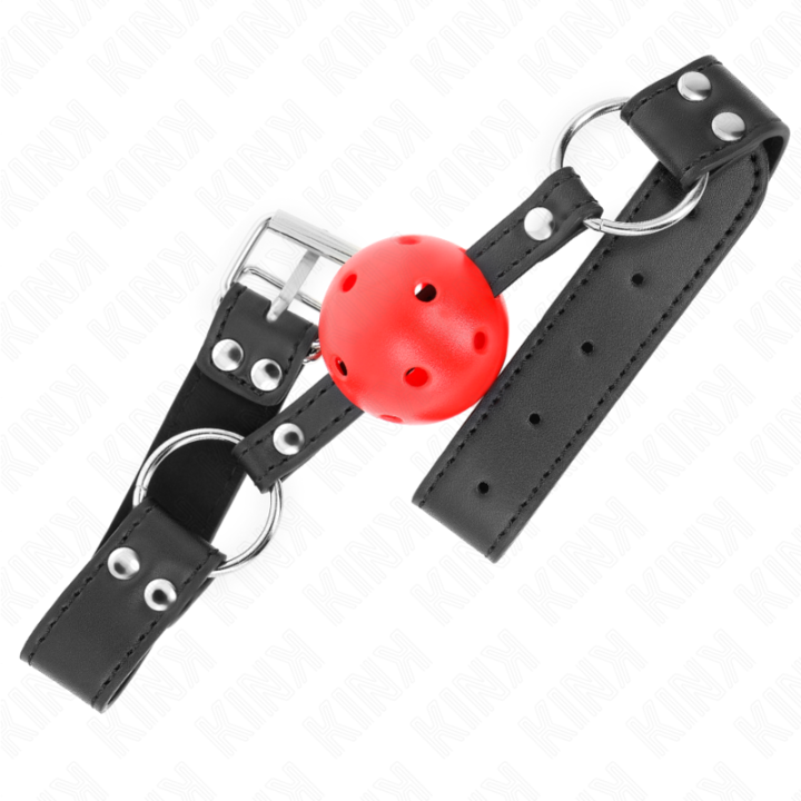 Kink - Breathable Ball 4 cm Gag With Double Rivet Leather 62.5 x 2.5 cm Adjustable 42-58 cm