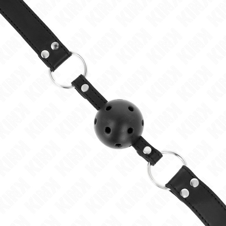 Kink - Breathable Ball 4 cm Gag With Double Rivet Model 1 Black 62.5 x 2.5 cm Adjustable 42-58 cm