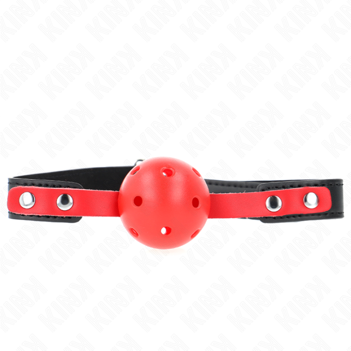 Kink - Red Hollow Hard Ball 4 cm Gag Black Strap 60 x 2 cm Adjustable 37-52 cm