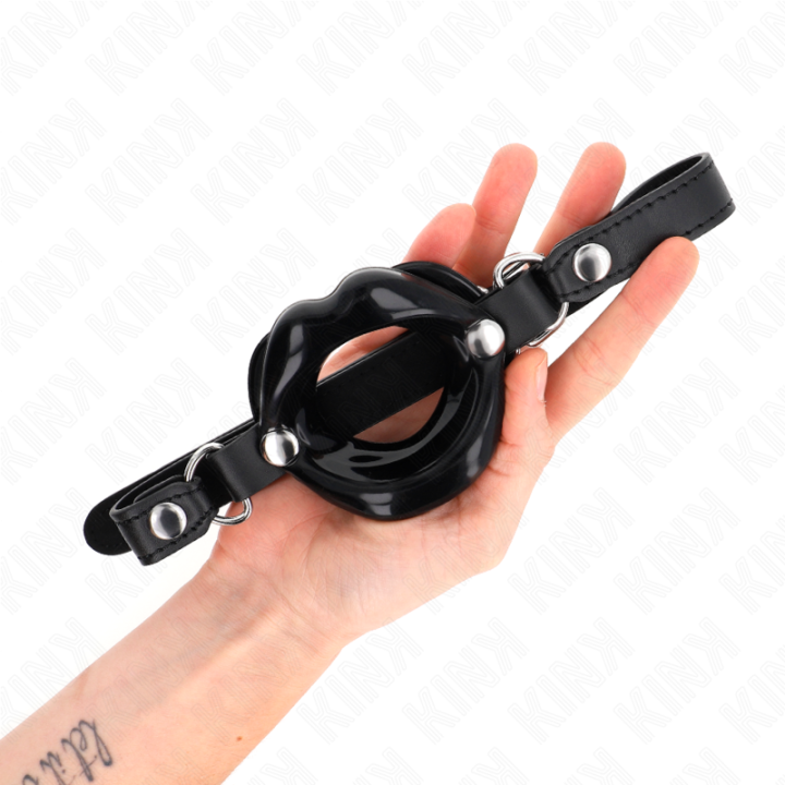 Kink - Lip 8 cm Gag With Black Leatherette Strap 63 x 2 cm Adjustable 39-58 cm