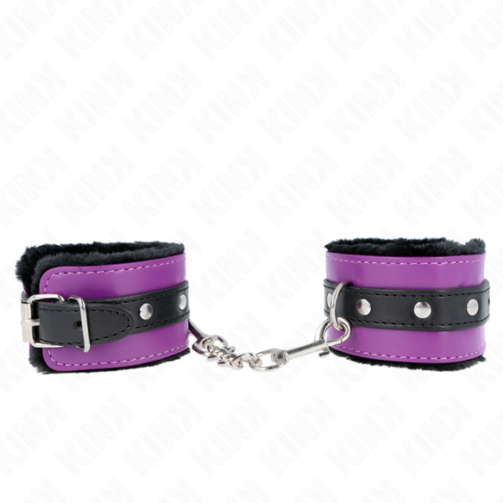 Kink - Poggipolsi Premium Foderati in Pelliccia Neri Con Cintura Viola/Nera Regolabile 17-29 cm x 6 cm