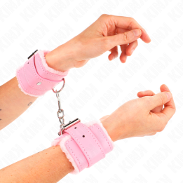Kink - Pulso Forro de Pele Rosa Com Cinto Rosa Ajustável 17-29 cm x 6 cm