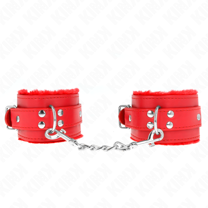 Kink - Muñequeras Forradas Rojo Con Correa Rojo Ajustable 20-29 cm x 5.5 cm