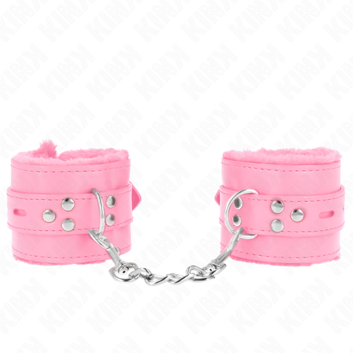 Kink - Pulso Forro de Pele Com Furos Quadrados Rosa e Cinto Rosa Ajustável 17-29 cm x 6 cm