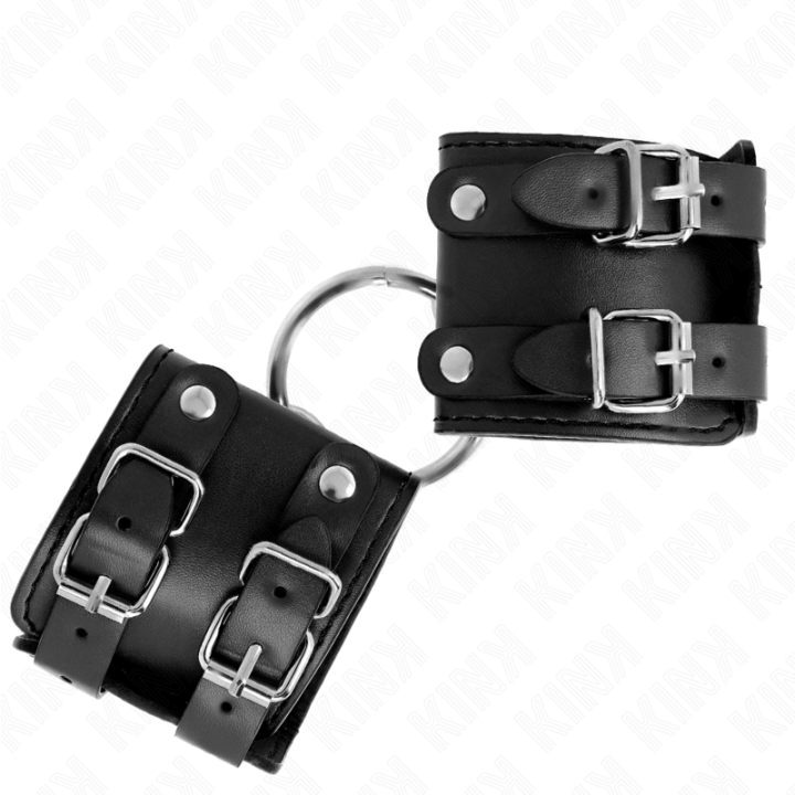 Kink - Punhos Fixos Com Anel e Pretos Ajustáveis Pretos 17-22 cm x 6,5 cm