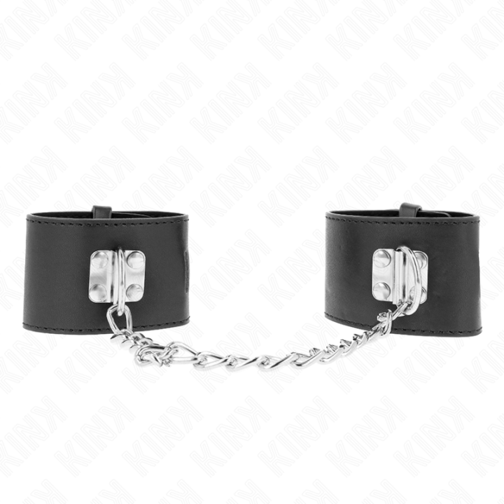 Kink - Fixed Wrist Restraints With Chain 30 cm And Padlock Closure Black Adjustable 16-23 cm x 5.5 cm