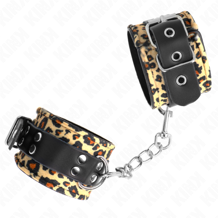 Kink - Leopard Handgelenkfessel Aus Echtleder, Verstellbar 18-29 cm x 5,5 cm