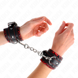Kink - Poggipolsi Imbottiti in Pelliccia Rosso/Nero Regolabile 17-29 cm x 6 cm